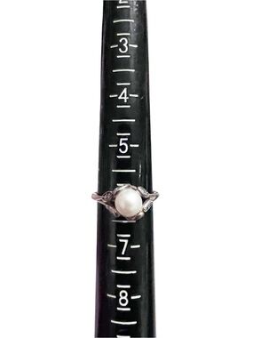 Pandora Sterling Silver Ring with White Pearl Size 6
